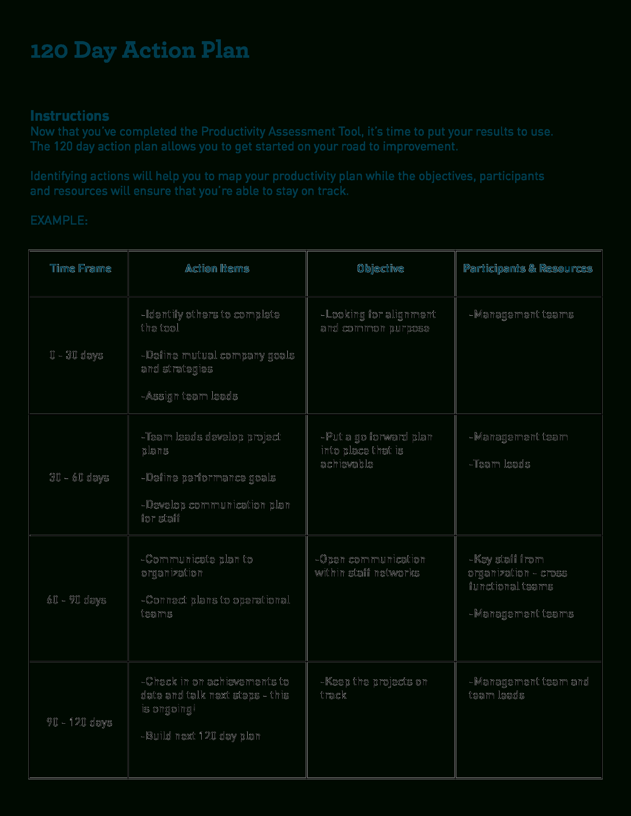 Editable 120Day Action Plan Template  How To Set Up A 120 Day Action Plan? Download This 120 Day A Docs