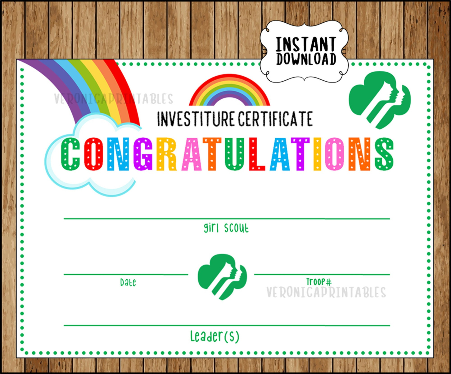 Free Costum Girl Scout Award Certificate Templates  Sample