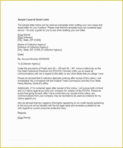Free Printable Cease And Desist Debt Collection Letter Template Excel