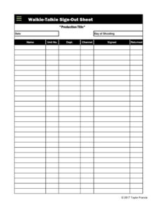 Free Blank Sports Sign Out Sheet Template Pdf