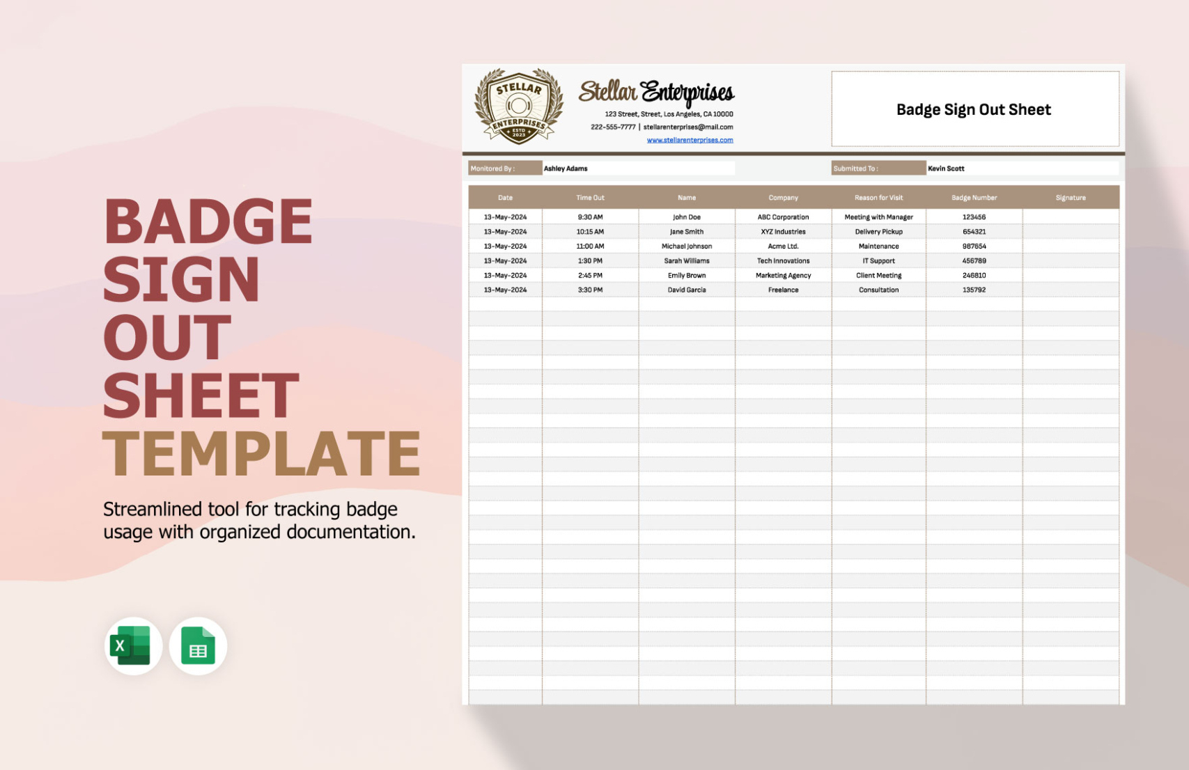 Free Printable Computer Sign Out Sheet Template Pdf