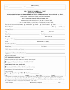 Summer Camp Sign Up Sheet Template Pdf Sample