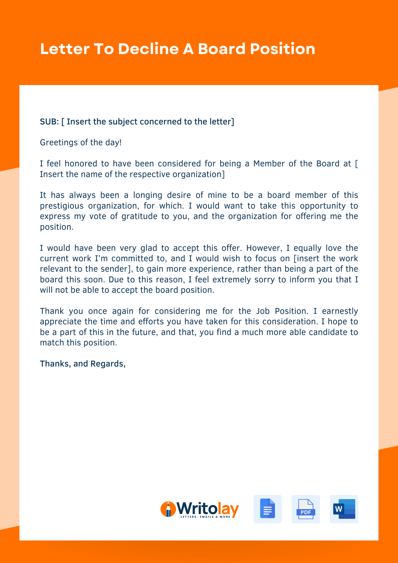 Free Editable Stepping Down From A Position Letter Template Example