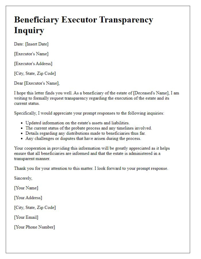 Blank Beneficiary Letter Of Instruction Template Doc