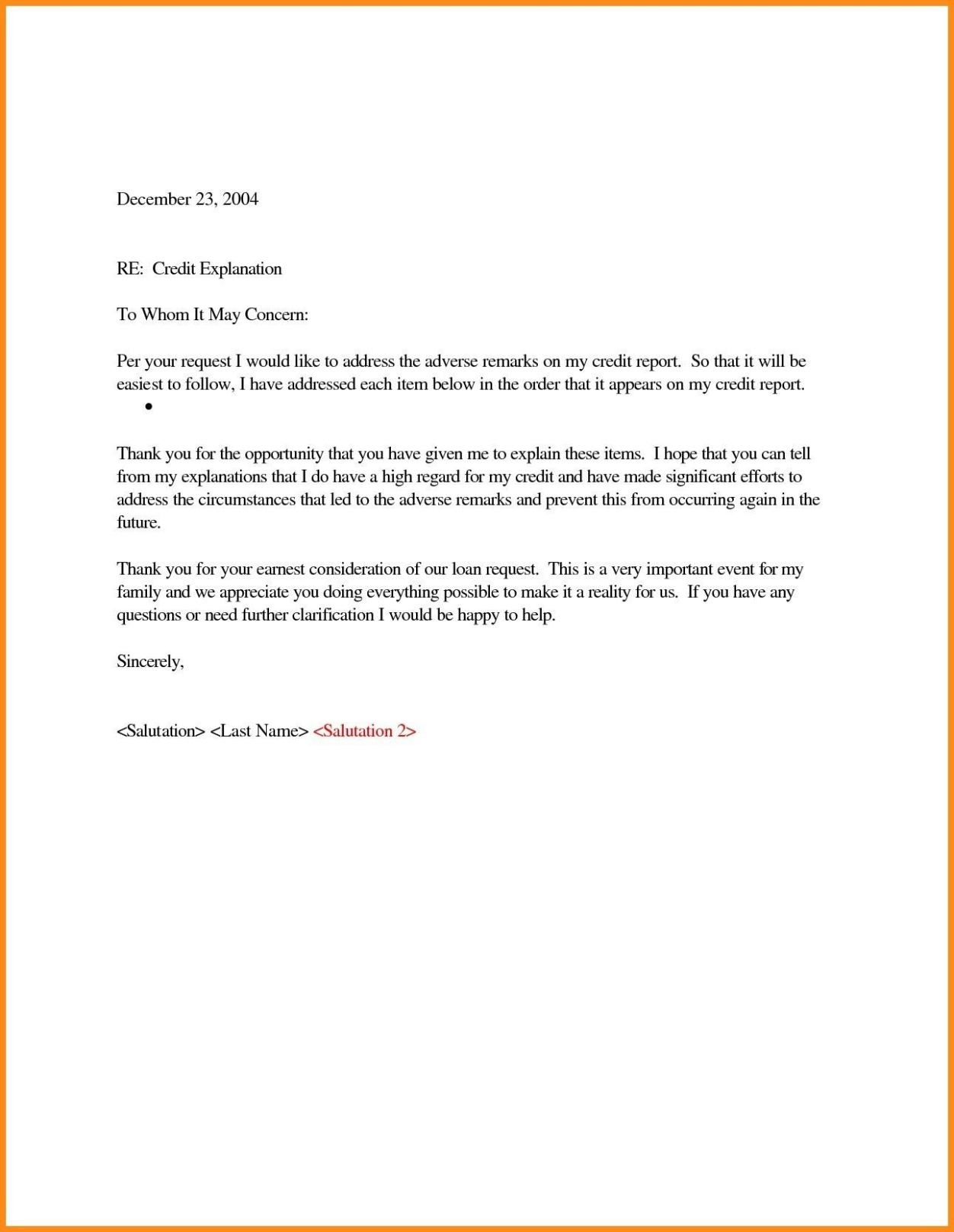 Blank Business Cash Out Refinance Letter Template Doc