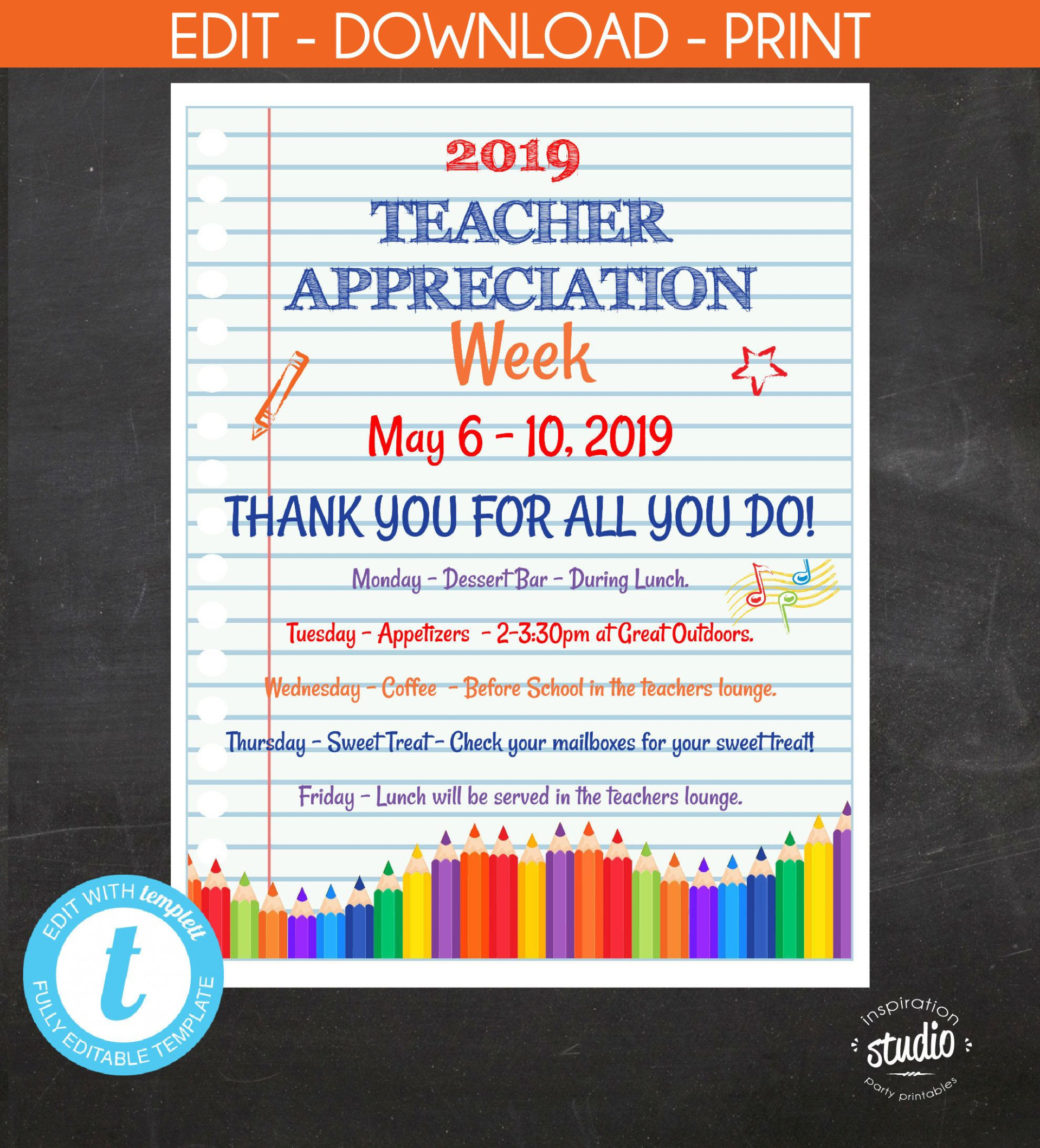 Blank Teacher Appreciation Week Letter Template Doc