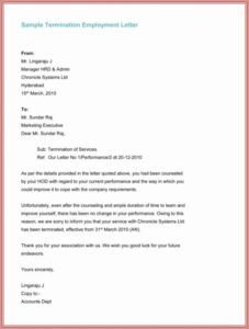 Blank Termination Of Employment Letter Template Sample