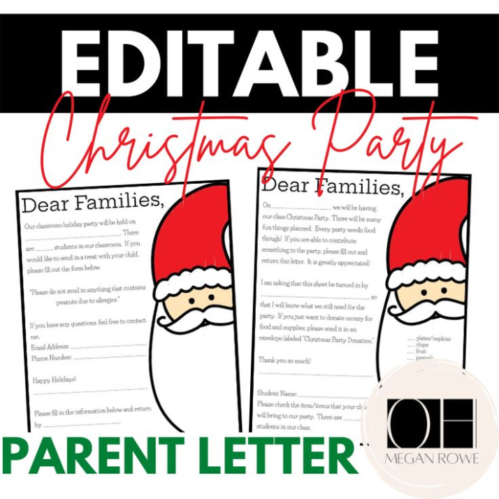 Editable Classroom Party Donation Letter Template Sample