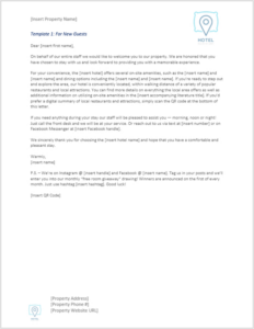 Editable Complimentary Hotel Stay Letter Template Example