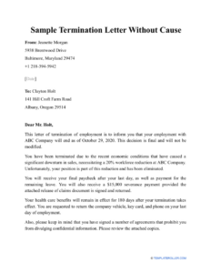 Editable Termination Of Employment Letter Template Word