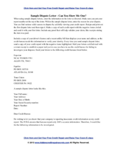 Free Blank Credit Inquiry Removal Letter Template Doc