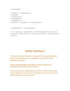 Free Blank Therapist Rate Increase Letter Template Sample