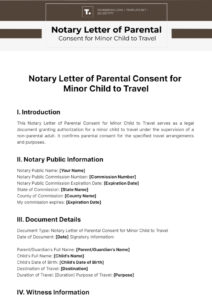 Free Blank Travel Permission Letter For Minor Template