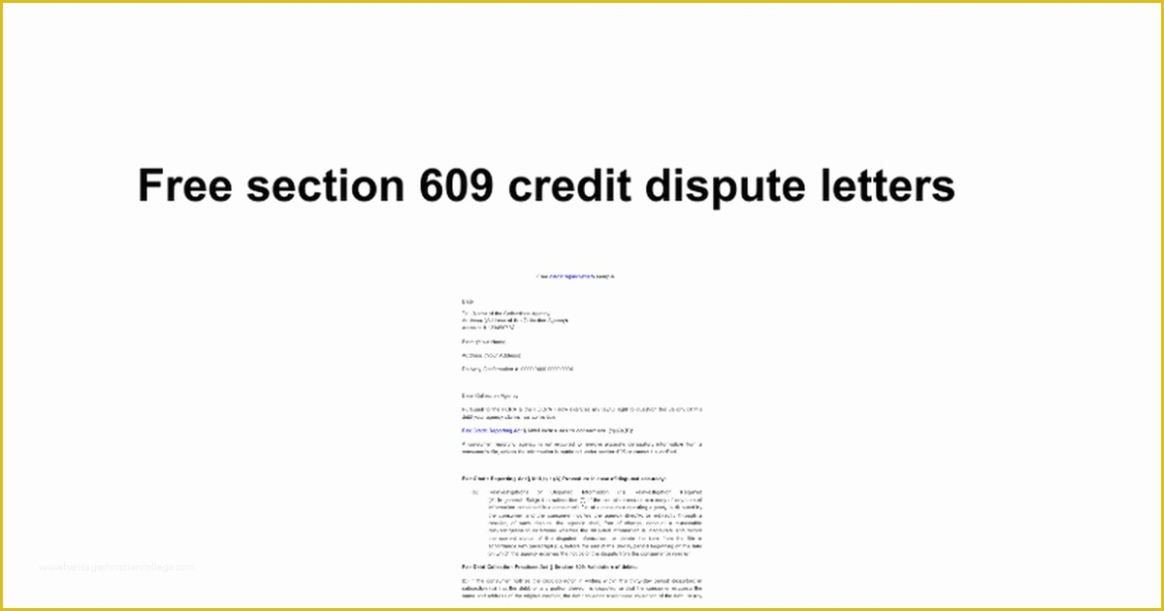 Free Editable 609 Credit Dispute Letter Template Pdf