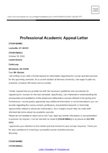 Free Editable Academic Dismissal Appeal Letter Template Excel