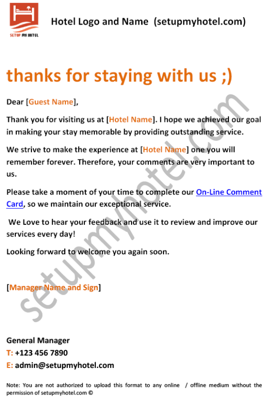 Free Editable Complimentary Hotel Stay Letter Template Example