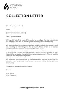 Free Editable Debt Collection Agency Letter Template Pdf