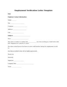 Free Editable Proof Of Work Letter Template