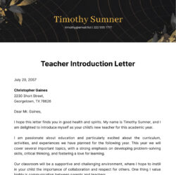 Free Editable Teacher Introduction Letter To Parents Template Word
