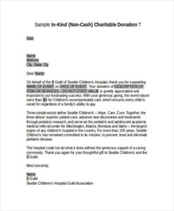 Free Printable Acknowledgement Of Donation Letter Template Sample