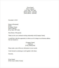 Free Printable Change Of Address Letter Template Sample