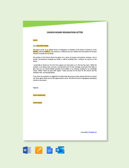 Free Printable Church Membership Resignation Letter Template Sample
