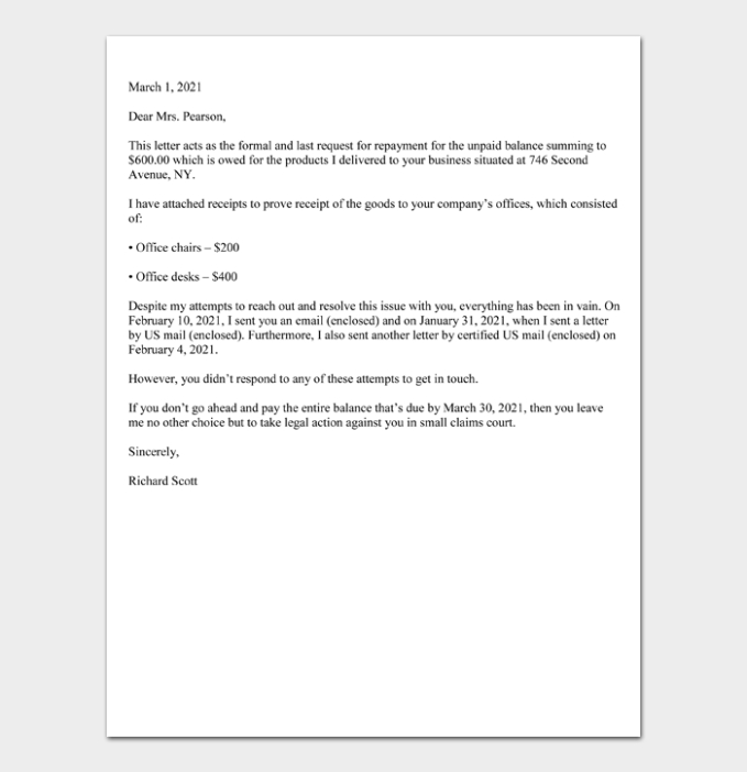 Free Printable Small Claims Demand Letter Template Excel