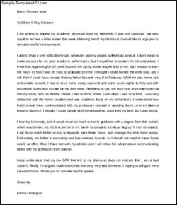 Free Sample Academic Dismissal Appeal Letter Template Doc