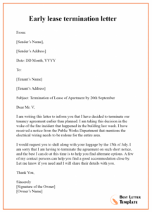 Printable Apartment Lease Termination Letter Template