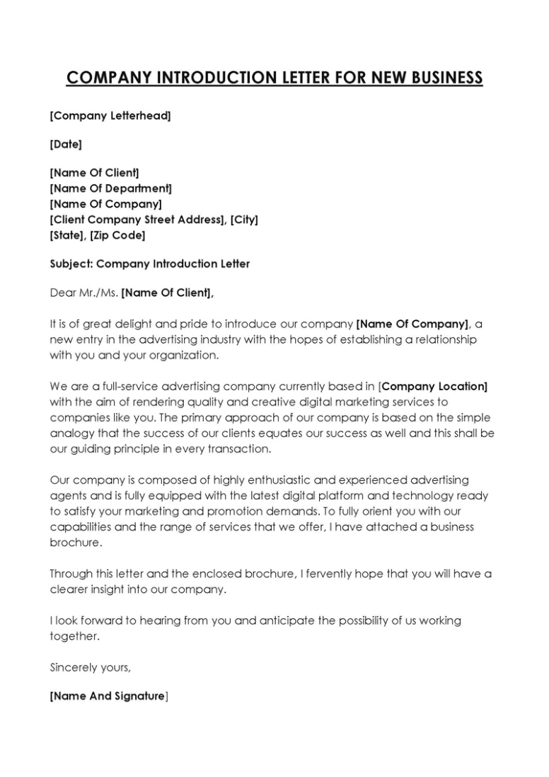 Printable Business To Business Introduction Letter Template Excel