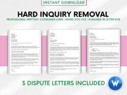 Printable Credit Inquiry Removal Letter Template Example