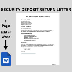 Printable Security Deposit Return Letter Template