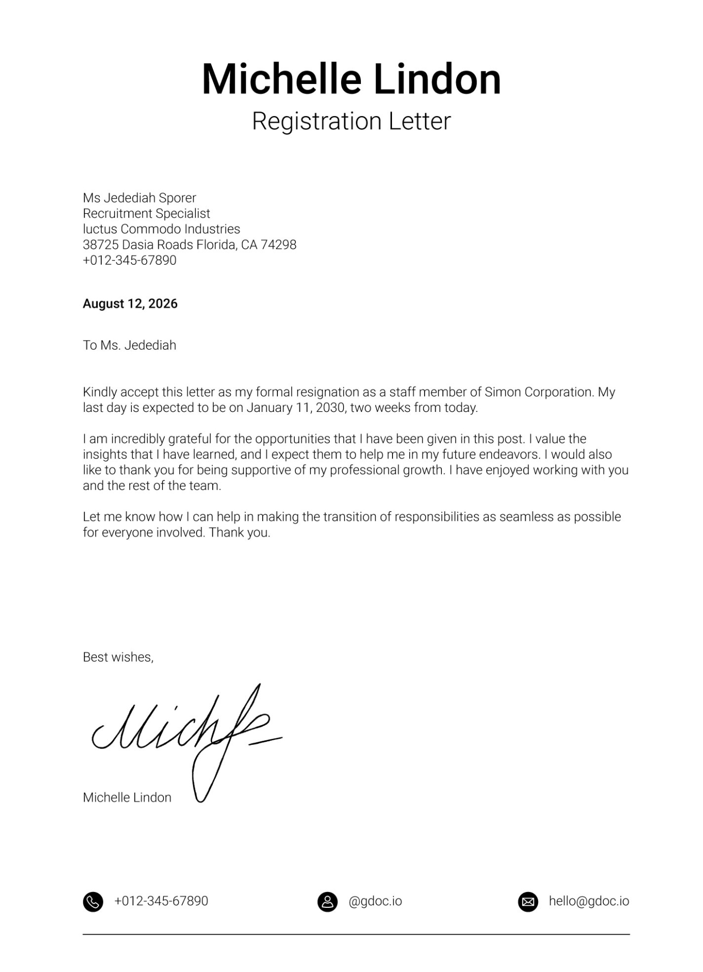 Printable Withdrawal Of Resignation Letter Template Example