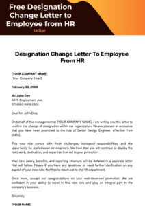 Sample Change Of Employment Status Letter Template
