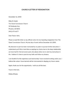 Sample Church Membership Resignation Letter Template Sample