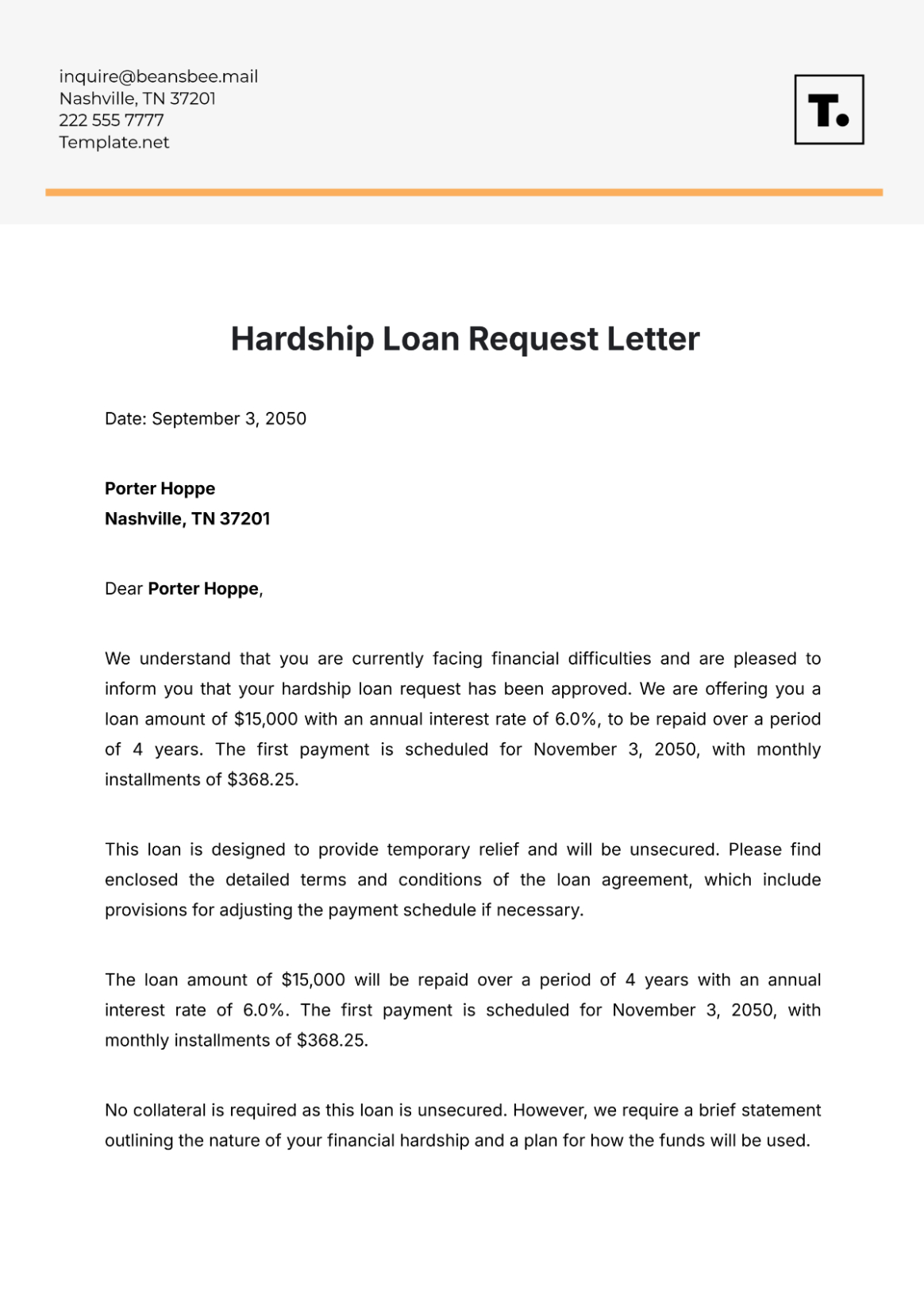 Blank Auto Loan Payoff Letter Template