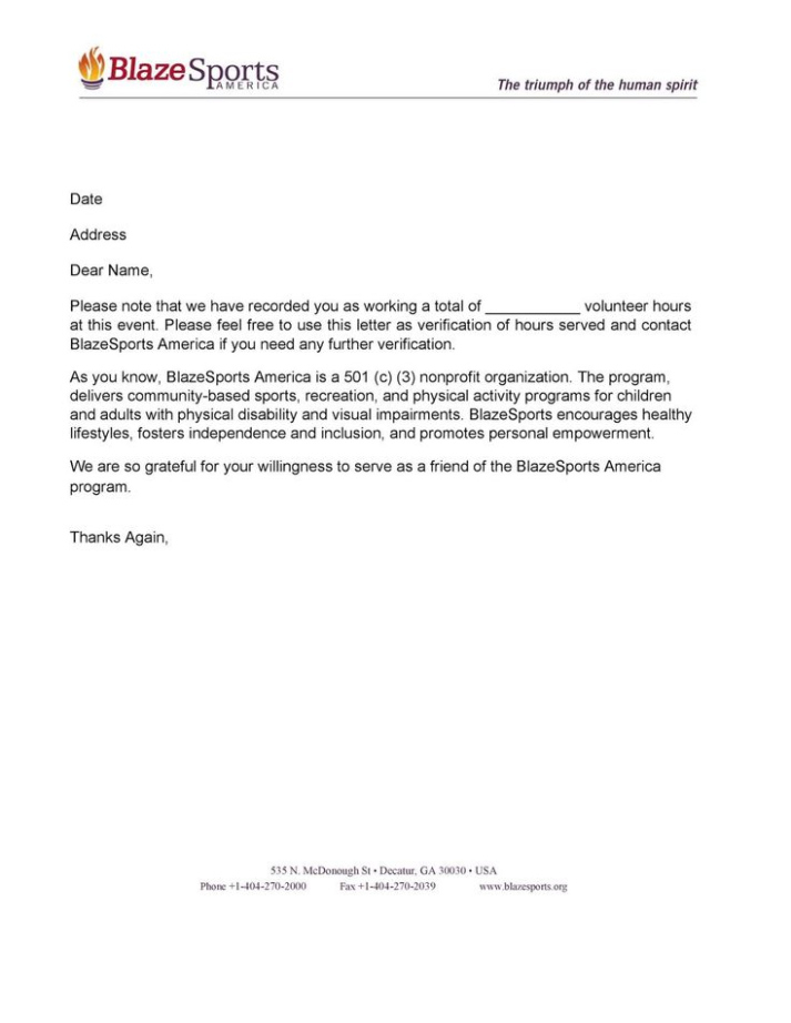 Blank Community Service Completion Letter Template Word