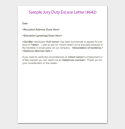 Blank Jury Duty Medical Excuse Letter Template