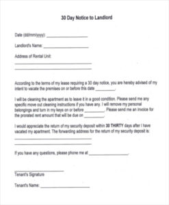 Editable Moving Out Letter To Landlord Template Doc