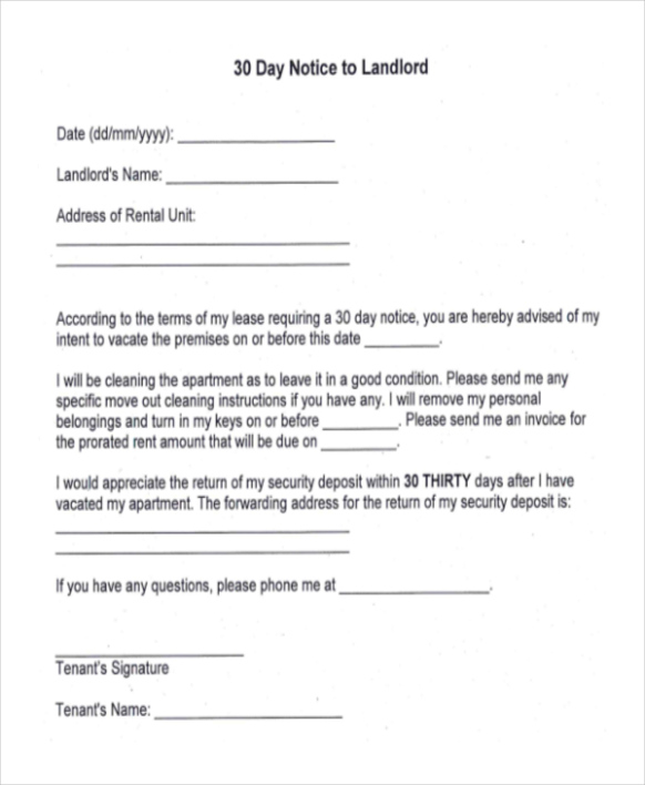 Editable Moving Out Letter To Landlord Template Doc