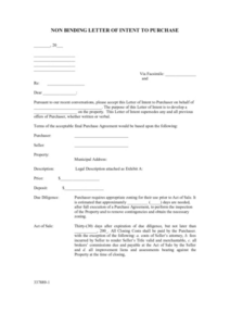 Editable Non Binding Letter Of Intent Template Pdf