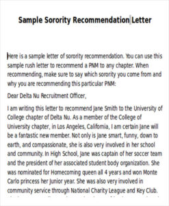Editable Sorority Letter Of Recommendation Template Pdf