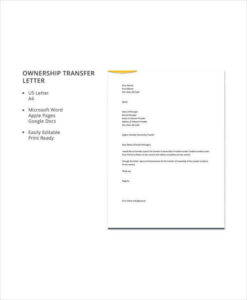 Editable Transfer Of Ownership Letter Template Pdf
