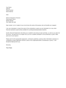 Free Blank Financial Aid Request Letter Template Pdf