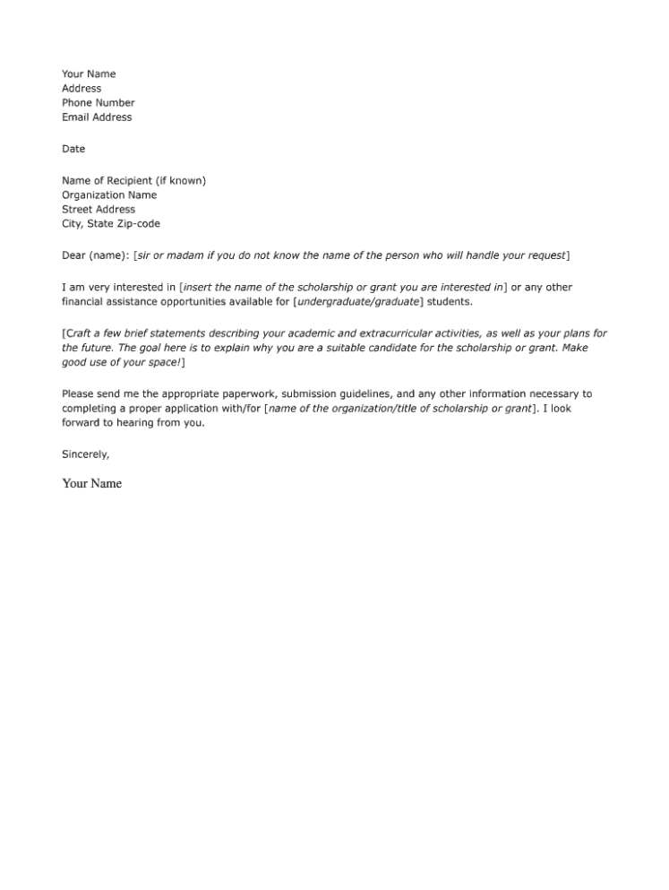 Free Blank Financial Aid Request Letter Template Pdf