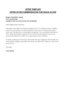 Free Editable Eagle Scout Recommendation Letter Template