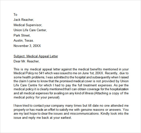 Free Editable Health Insurance Appeal Letter Template