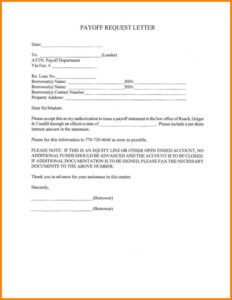 Free Printable Auto Loan Payoff Letter Template Word