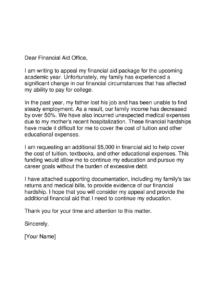 Free Printable Financial Aid Suspension Appeal Letter Template Pdf