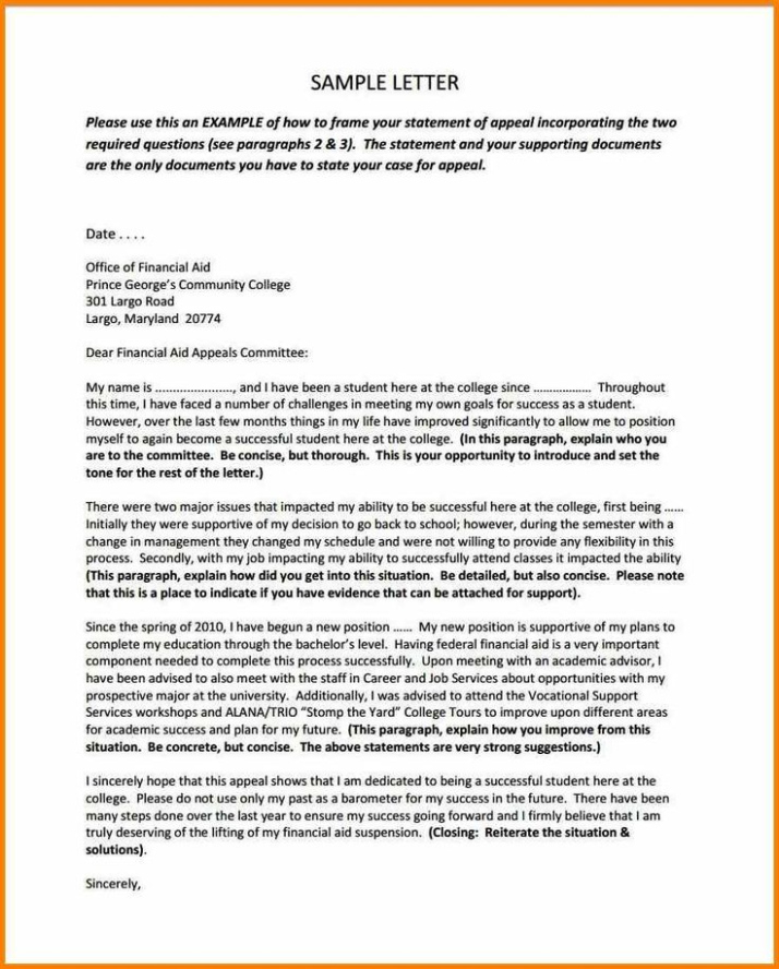 Free Printable Financial Aid Suspension Appeal Letter Template Word